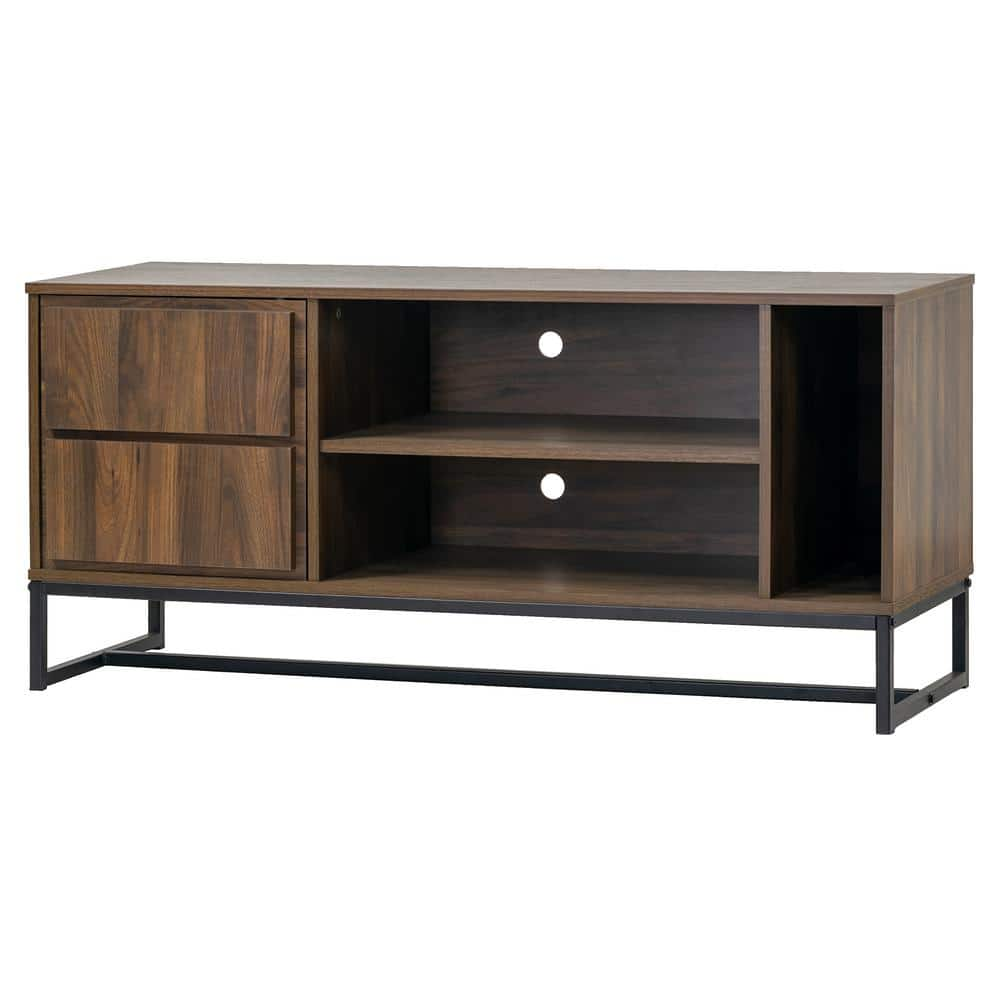 Arva 48 in. Dark Walnut Engineered Wood TV Stand Fits TVs Up to 57 in. with Cable Management -  Glamour Home, GHTVS-1391