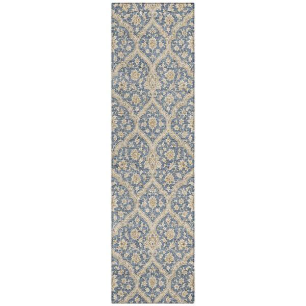 Chantille Machine Washable Indoor/Outdoor Abstract ACN3139 Denim 2 ft. x 7 ft. Runner Rug