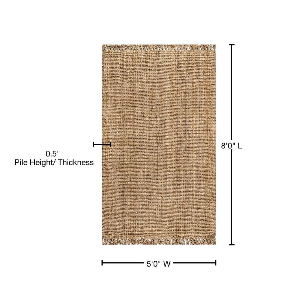 Handmade Reversible Light Blue Braided Jute Area Rug - 8.5x62 in