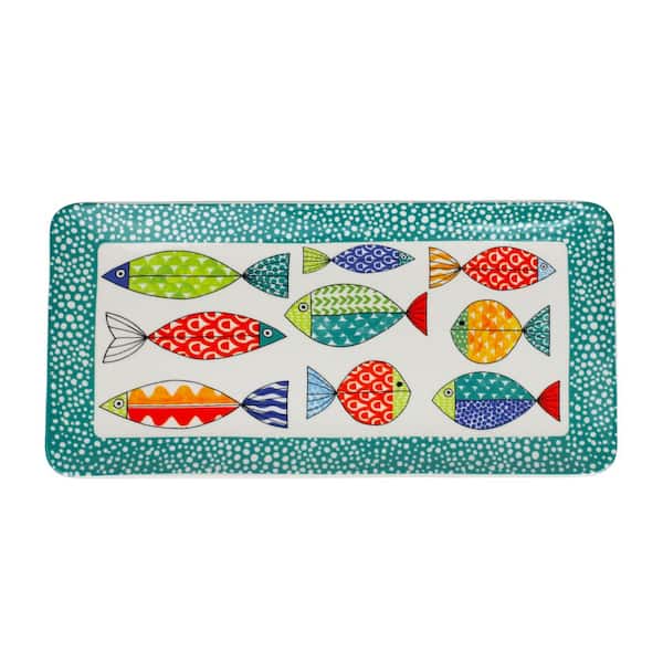 Euro Ceramica FreshCatch in. 7.09 x in. 0.98 x in. 14.49 Earthenware Serving Tray Multicolor