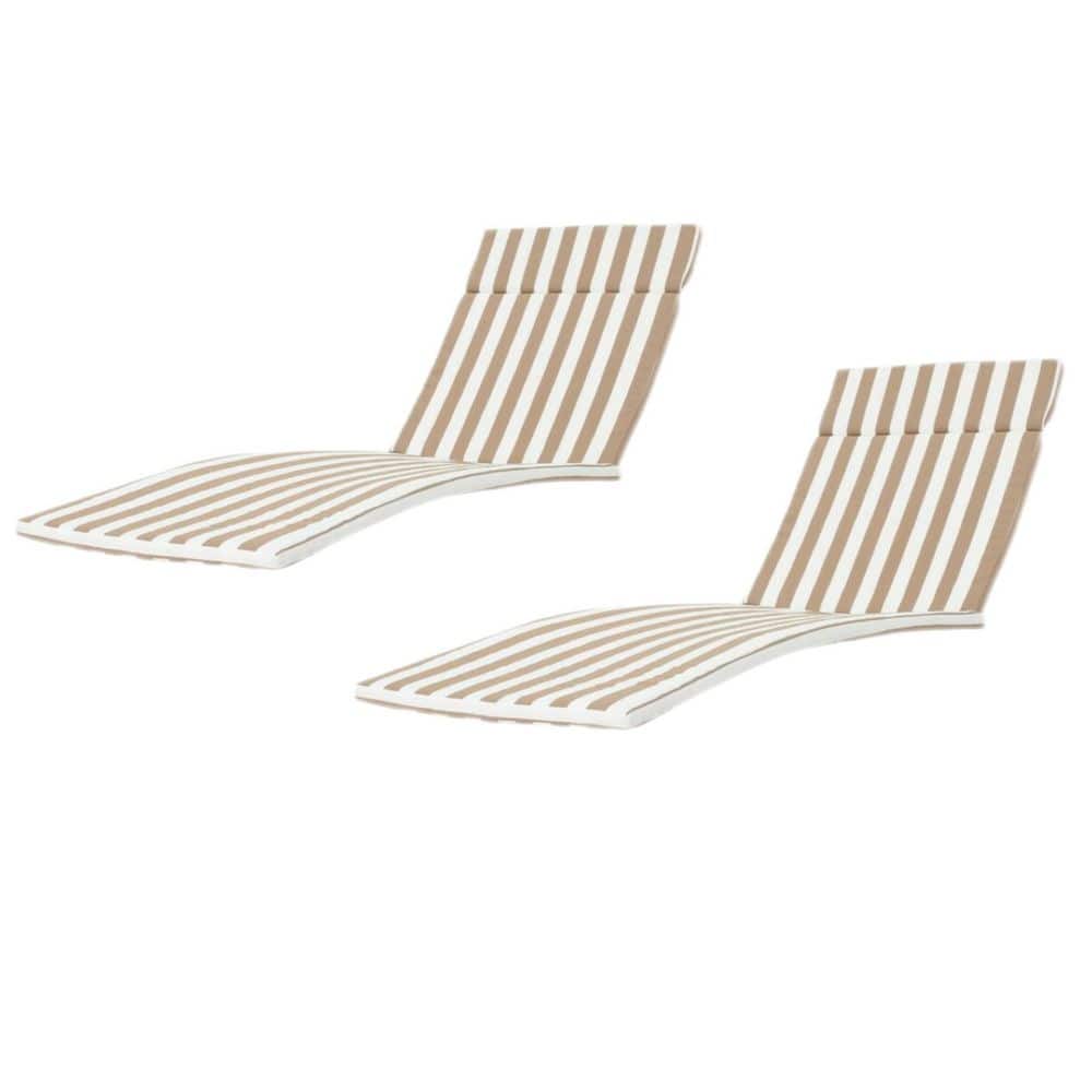 28 x 30 Replacement Outdoor Brown White Chaise Lounge Cushion Set of 2 (Wit