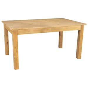 Light Natural Wood 4-Leg Dining Table (Seats 6)