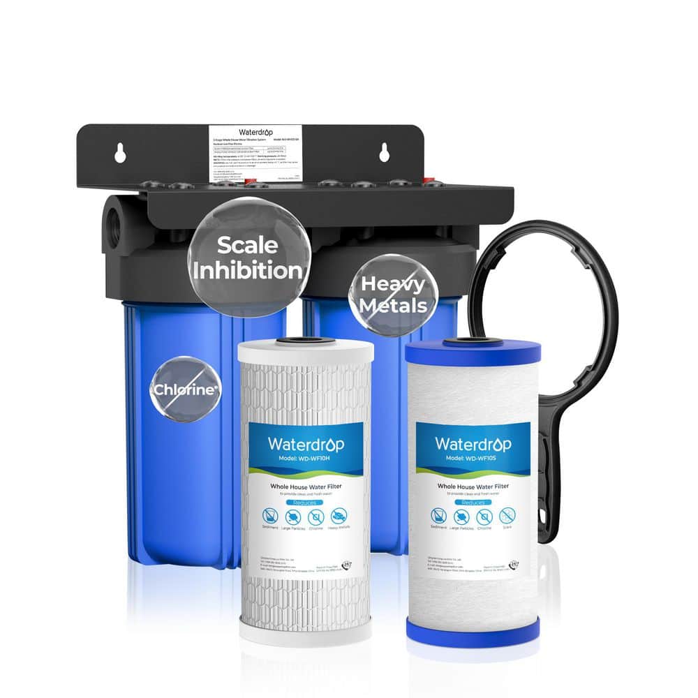 WD-WHF21-SH 2 Stage Whole House Water Filter System, with Heavy Metal and Anti-Scale Sediment Filter Extra WD-RPFK