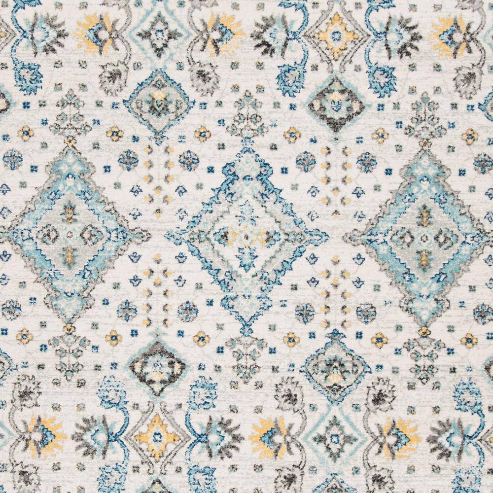 Ivory and Light Blue Rectangular Synthetic 8' x 10' Area Rug
