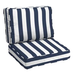 24 in. x 24 in. Modern Outdoor Deep Seating Cushion Set in Sapphire Blue Cabana Stripe