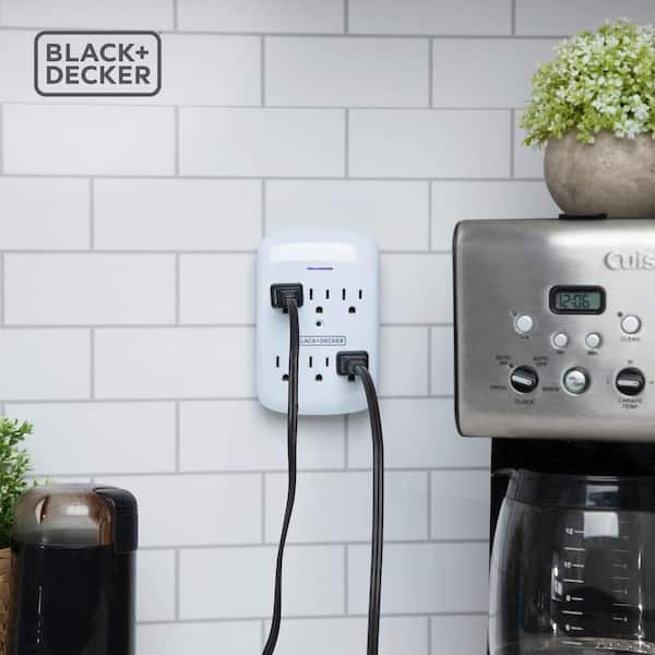 BLACK DECKER 6 Grounded Outlets Surge Protector Wall Mount with