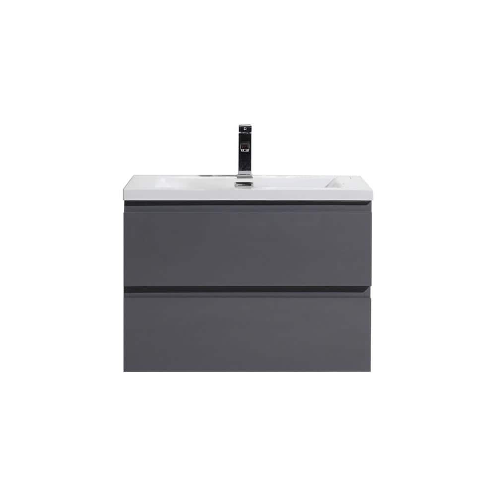 Bohemia 30 in. W Bath Vanity in High Gloss Gray with Reinforced Acrylic Van