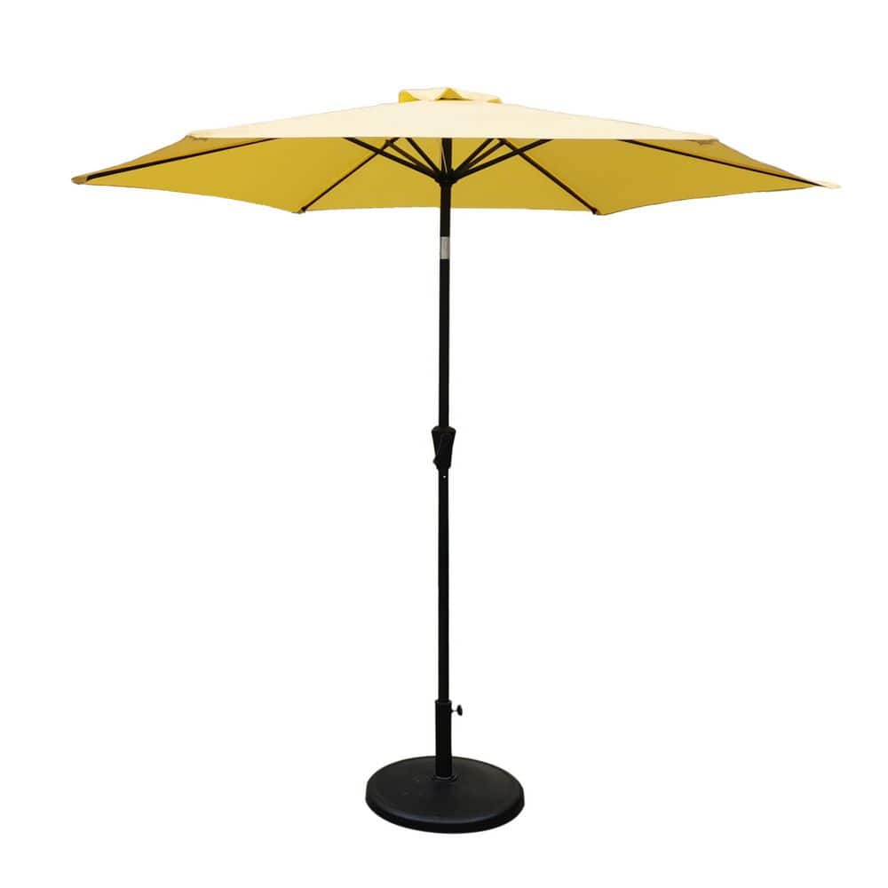 8.8 ft. Aluminum Market Tilt Patio Umbrella in Yellow Neutral with 42 Pound