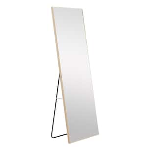 23 in. W x 65 in. H Rectangular Framed Wall Bathroom Vanity Mirror Full Length Mirror in Light Oak