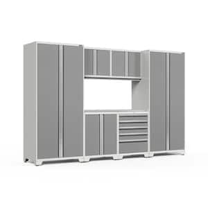 Pro Series 7-Piece 18-Gauge Stainless Steel Garage Storage System in Platinum (128 in. W x 85 in. H x 24 in. D)