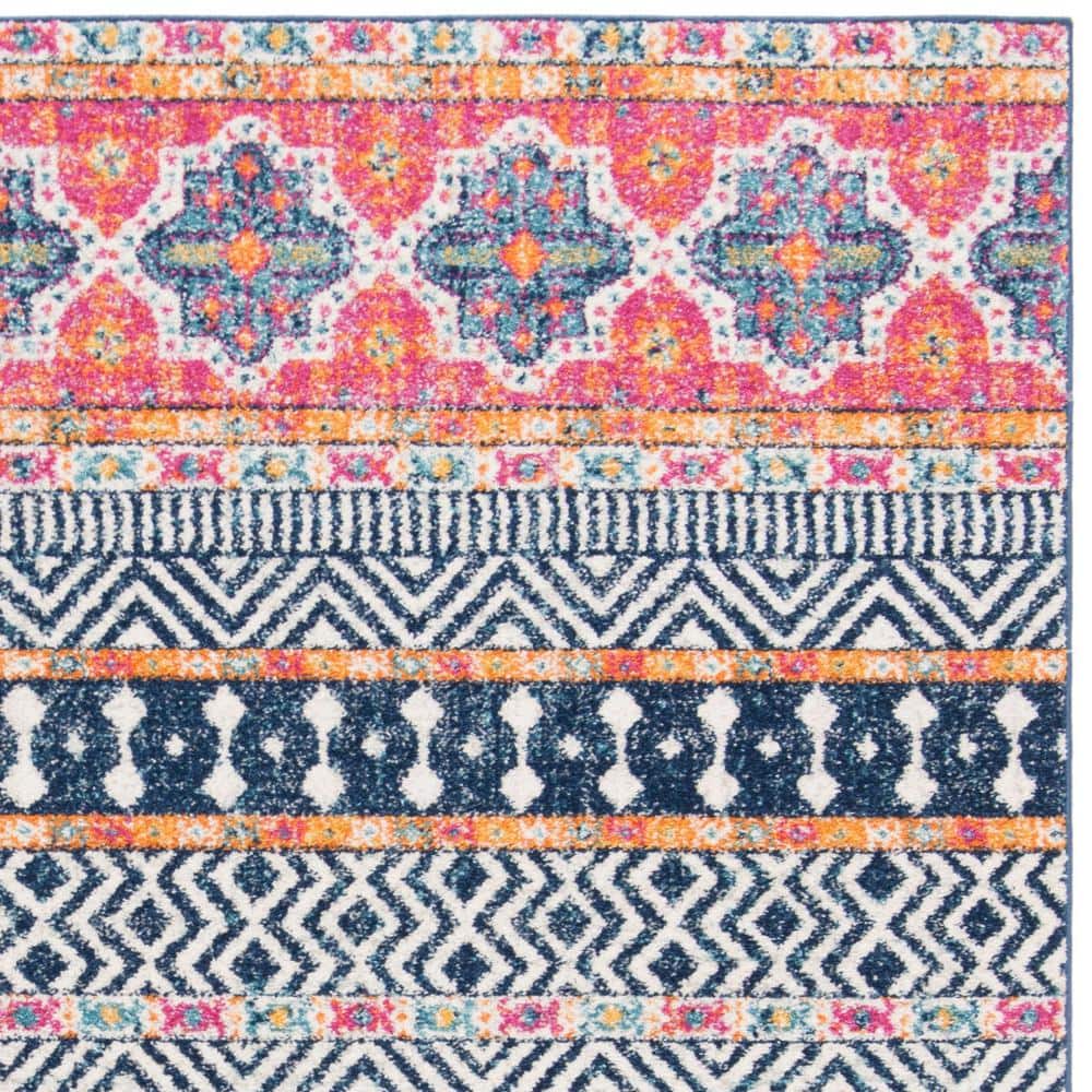 Navy and Ivory Boho Chic Square Area Rug