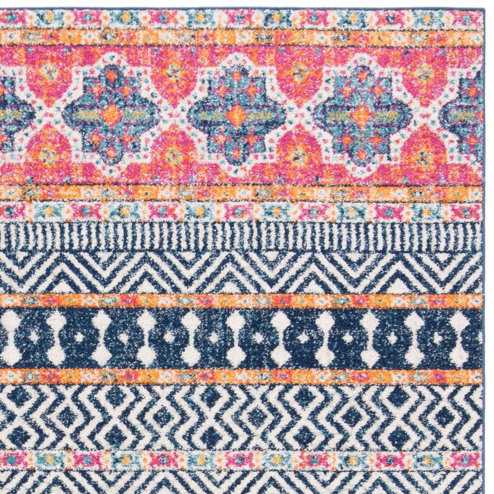 Navy and Ivory Bohemian Square Synthetic Area Rug