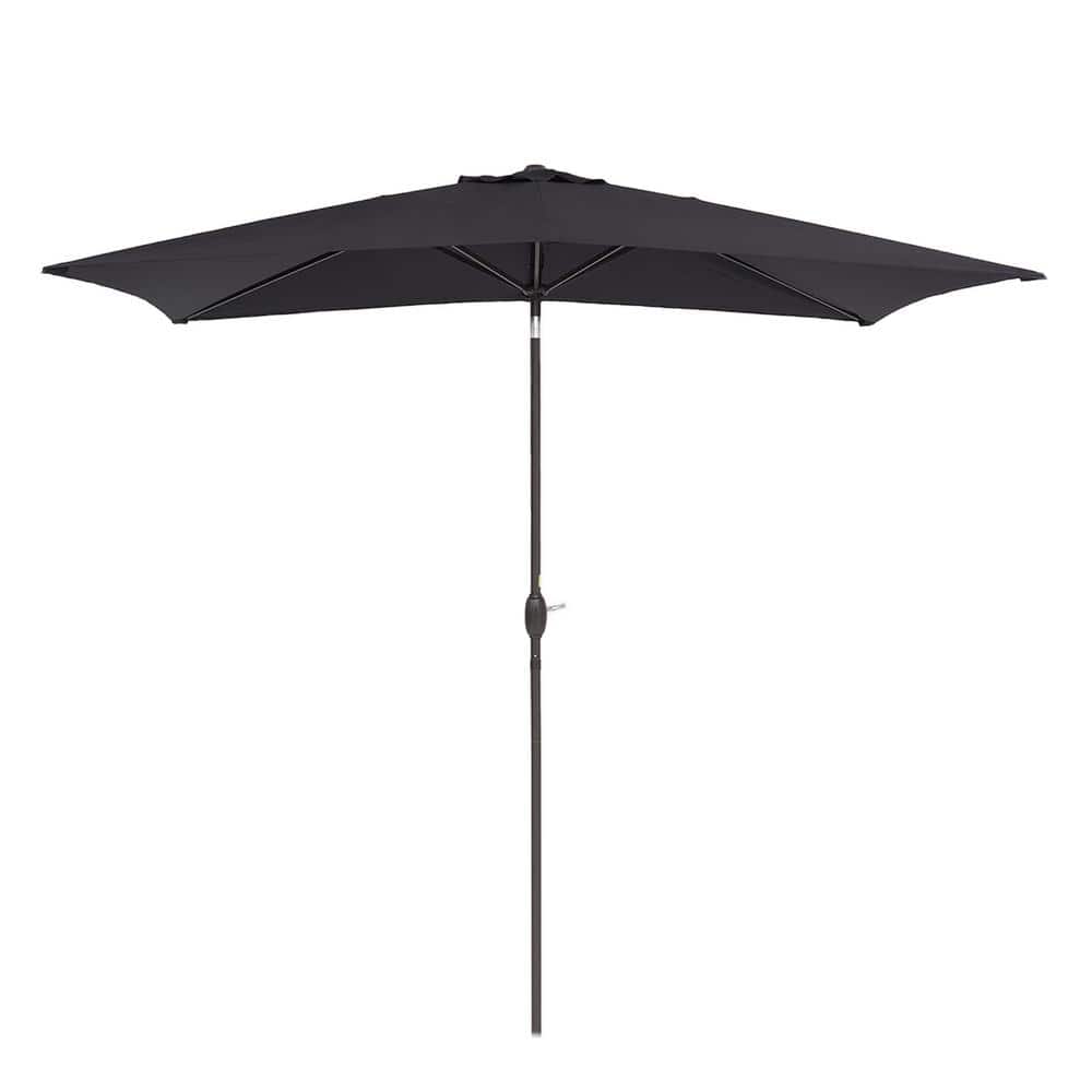 6.5 ft. x 10 ft. Steel Market Patio Umbrella Water-Resistant Push Button Ti