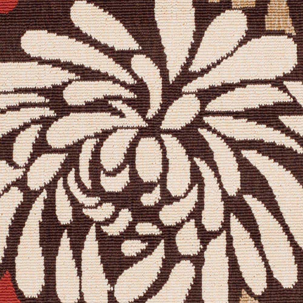 Chocolate and Terracotta Floral Synthetic 4' x 6' Area Rug