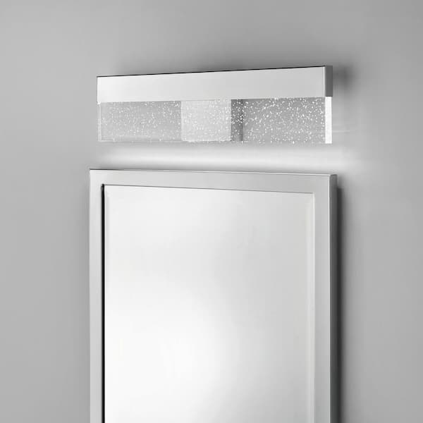 Havelock 22.7 in. 1-Light Chrome Integrated LED Bathroom Vanity Light Bar with Clear Seedy Glass