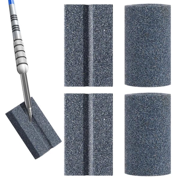 4-Piece Dart Sharpener Set with V-Sharp and Round Sharpening Stones for Steel Tip Dart Points, Polishing