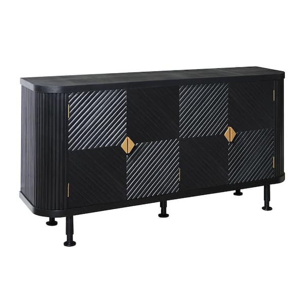 59 in. W x 15.3 in. D x 32.5 in. H Bathroom Black Linen Cabinet