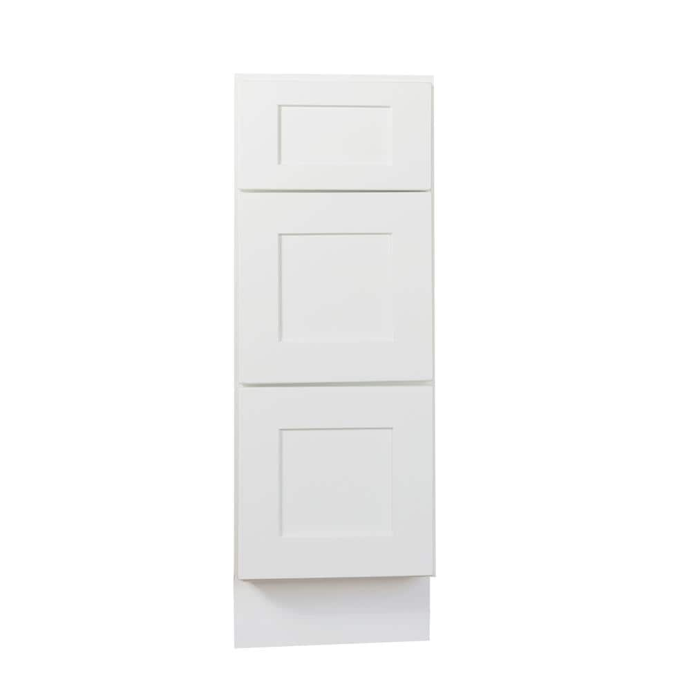 Bremen Ready to Assemble Shaker 12 in. W x 21 in. D x 34.5 in. H Vanity Cabinet with 3 Drawers in White -  Bremen Cabinetry, SW-VDB12-3