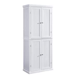 30 in. W x 14 in. D x 72.4 in. H in White MDF Ready to Assemble Kitchen Cabinet Pantry with 4-Doors & Adjustable Shelves