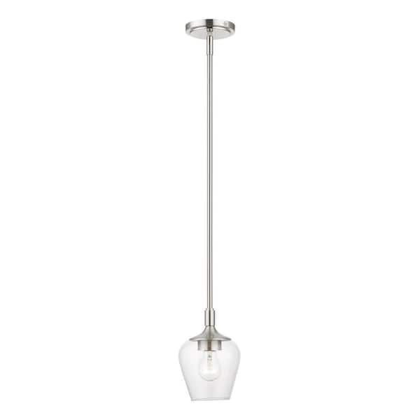 Livex Lighting Willow 1-Light Brushed Nickel Island Mini Pendant with Clear Glass