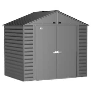 Select 8 ft. W x 6 ft. D Charcoal Metal Shed 43 sq. ft.
