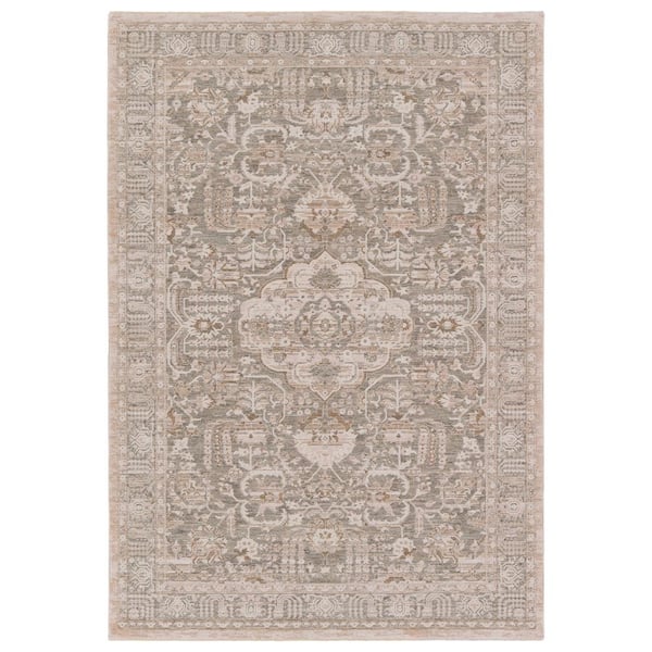 Acair 9 X 12 Medallion Beige/Gray Area Rug