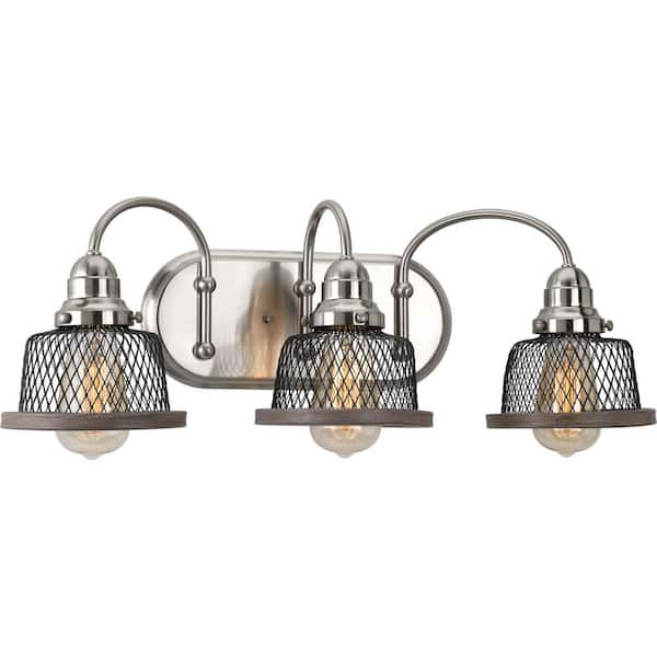 Tilley Collection 23 in. 3-Light Brushed Nickel Coastal Bathroom Vanity Light
