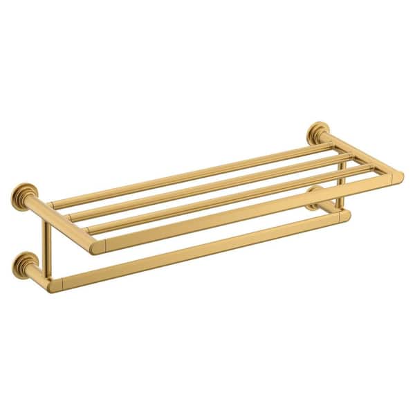 Greenfield 9.63 in. W x 7 in. H x 24 in. D Zinc Rectangular Shelf in Brushed Gold