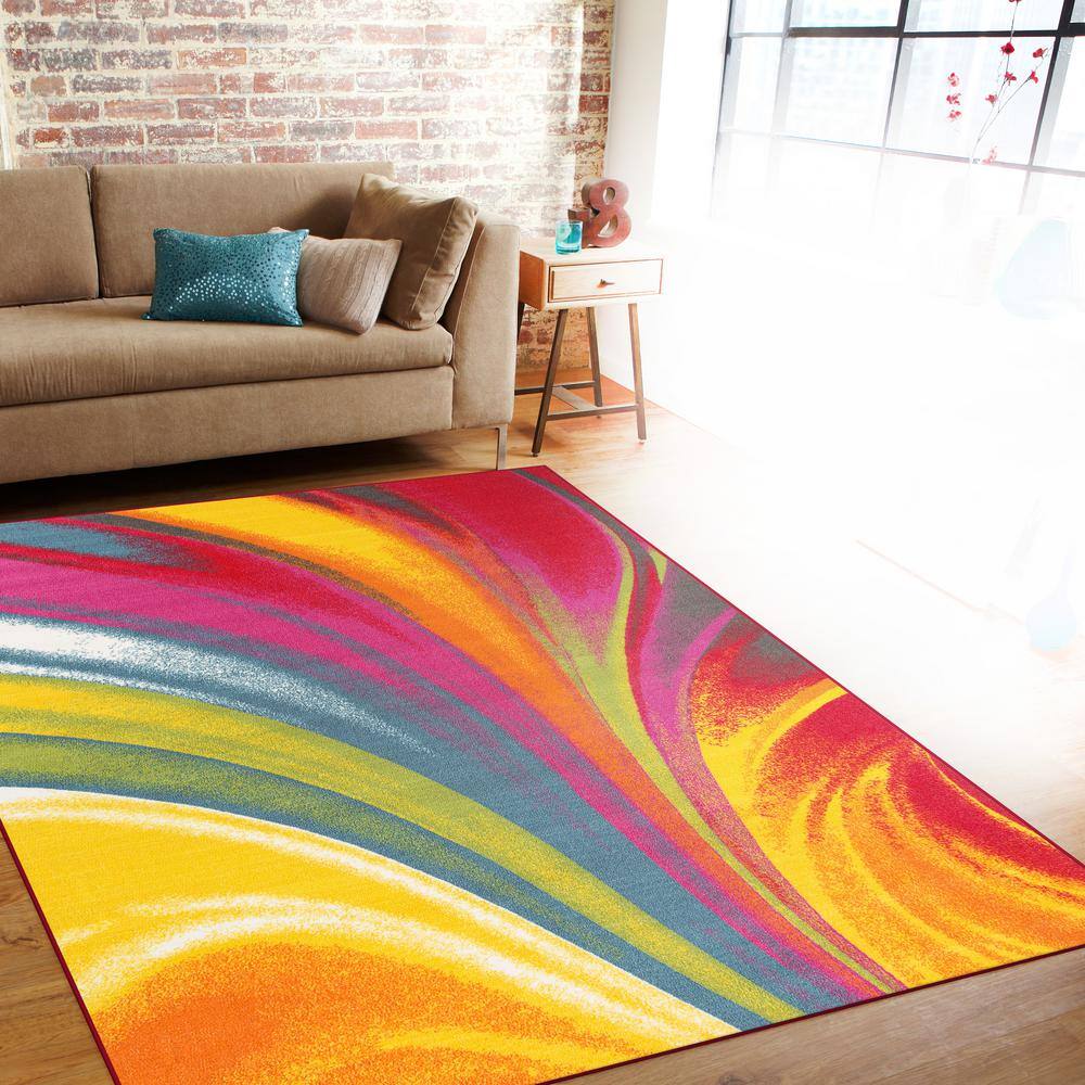 Vibrant Multicolor Abstract Tufted Washable Area Rug