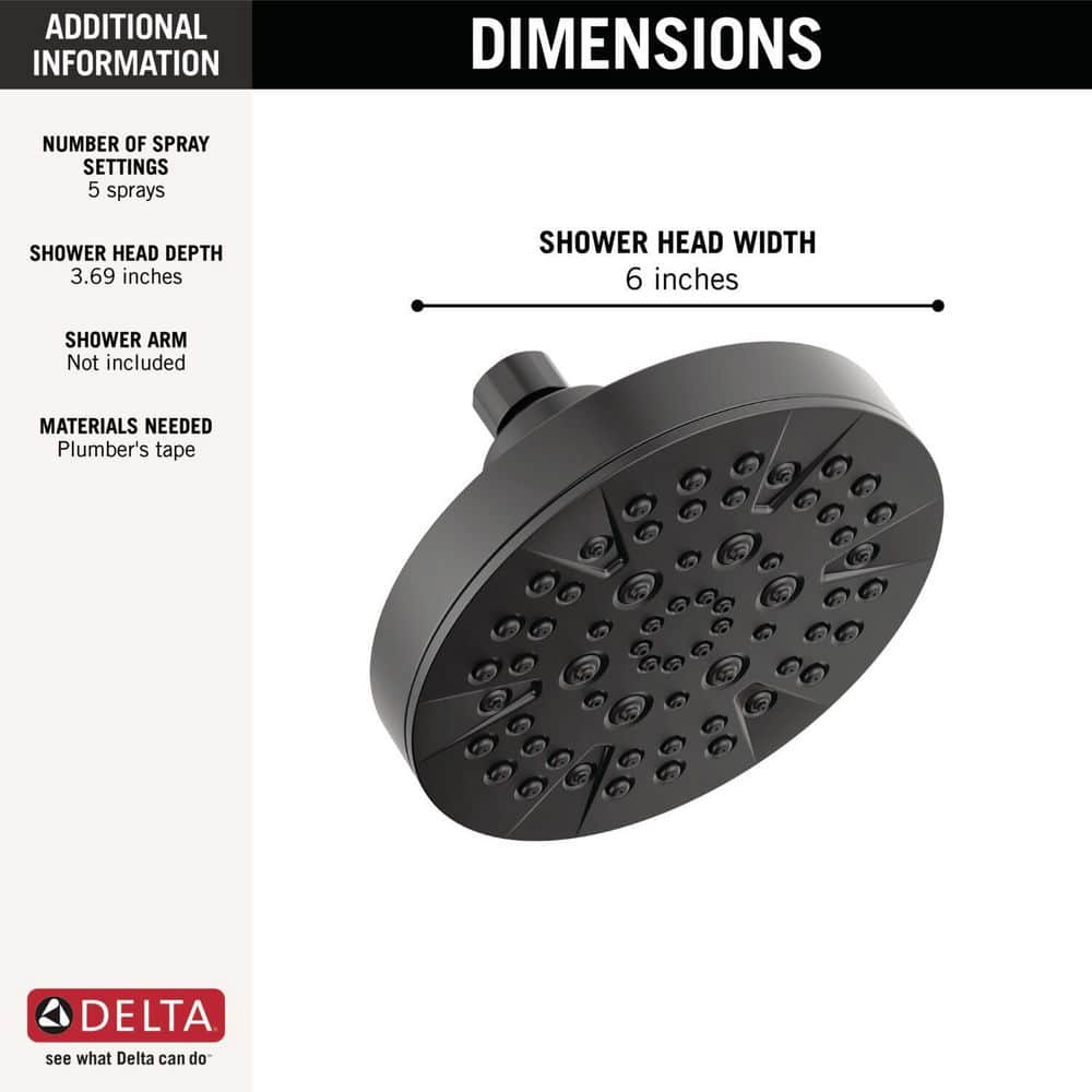 Matte Black Multi-Function Wall Mounted Shower Head