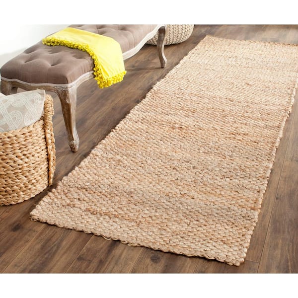 Natural Fiber Beige 3 ft. x 12 ft. Solid Runner Rug