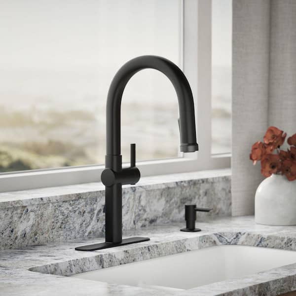 Rune Single-Handle Pull-Down Sprayer Kitchen Faucet in Matte Black