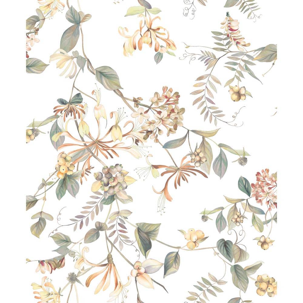 Flora Collection Beige Summer Floral Bouquet Matte Finish Non-Pasted Vinyl 
