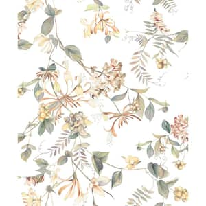 Flora Collection Beige Summer Floral Bouquet Matte Finish Non-Pasted Vinyl on Non-Woven Wallpaper Sample