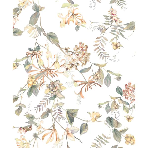 Unbranded Flora Collection Beige Summer Floral Bouquet Matte Finish Non-Pasted Vinyl on Non-Woven Wallpaper Sample