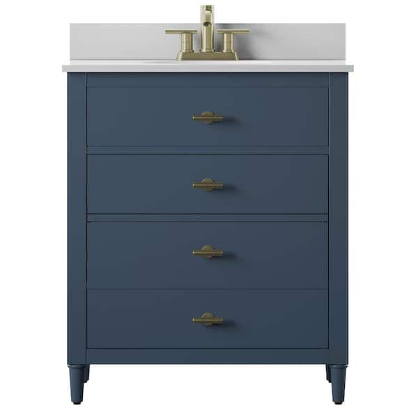 Twin Star Home Dresser Style 30 In Bath Vanity Franklin Blue With Stone Top White And Basin 30bv438 F969 The Depot - Home Depot Bathroom Vanities With Tops 30 Inch