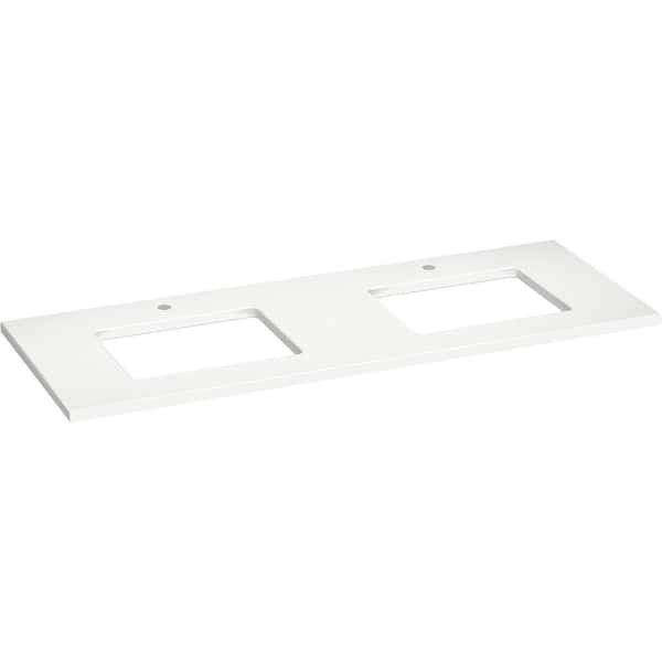 Silestone 61 in. W x 22.4375 in. D Quartz Double Rectangle Cutouts with Vanity Top in Miami White