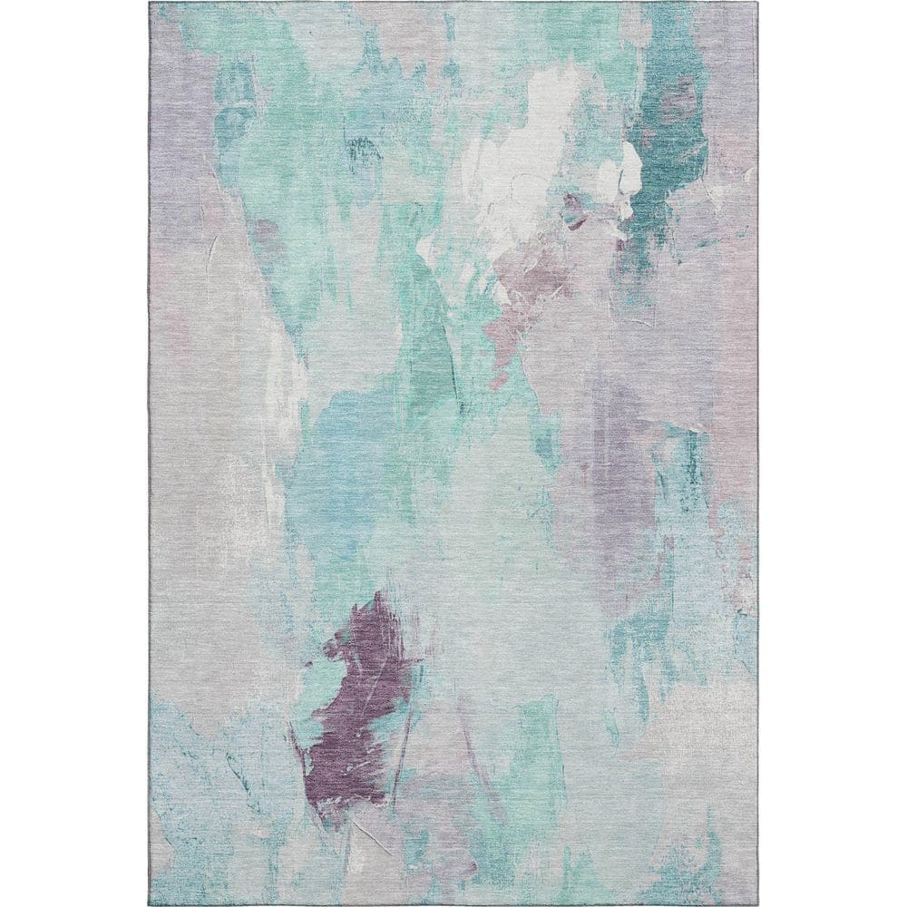 Mayfield Premium Machine Washable Abstract AMF1914 Teal 3 ft. x 4 ft. Area Rug price history on PriceWatchPro