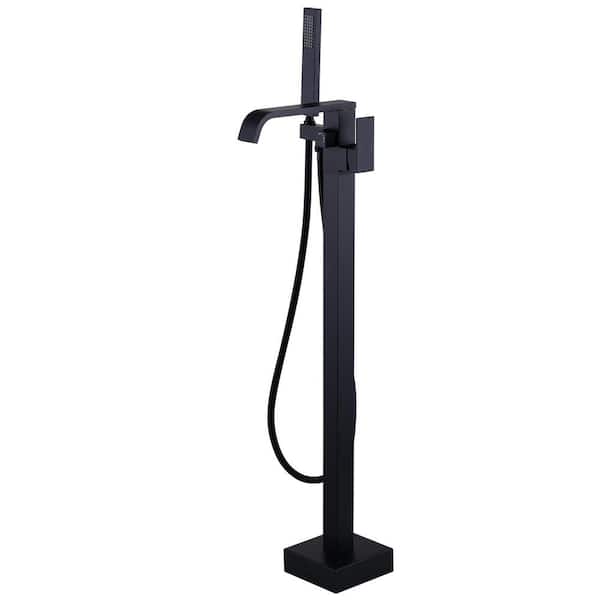 ARCORA 1-Handle Free Standing Tub Faucet with Hand Shower in Matte Black