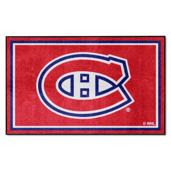 FANMATS Montreal Canadiens Red 4 ft. x 6 ft. Finish Plush Area Rug