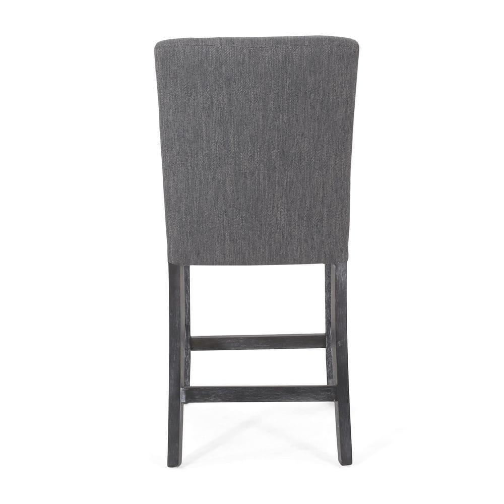 Charcoal and Gray Extra Tall Button Tufted Wood Counter Stools, Set of 2