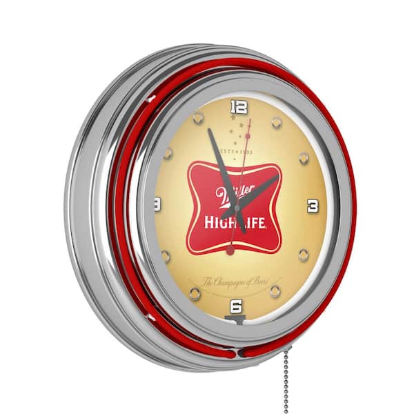 Trademark 14 in. Miller High Life Neon Wall Clock MHL1400 - The Home Depot