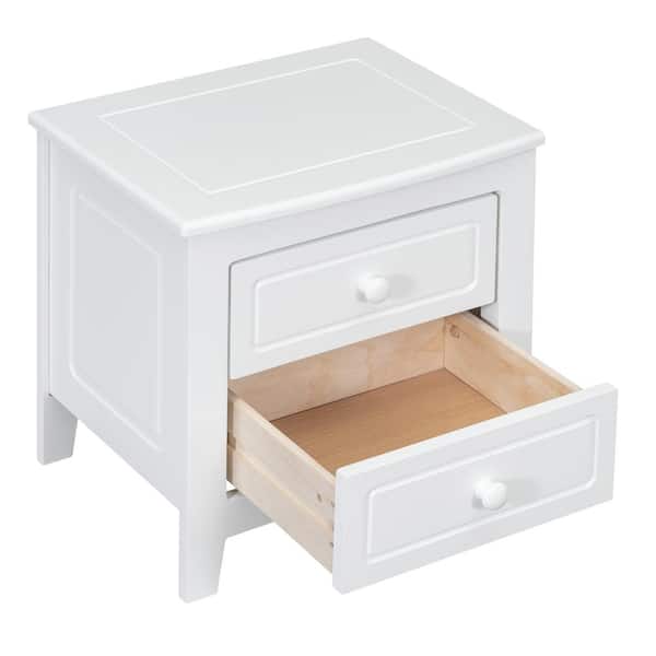 Harper & Bright Designs Mid-Century White 2-Drawer Nightstand (19.3 in. W x  15.6 in. D x 19.7 in. H) LHC050AAK