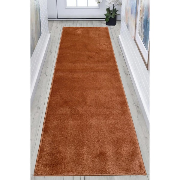 Solid Euro Burnt Orange 31 in. x 16 ft. Your Choice Length Stair Runner