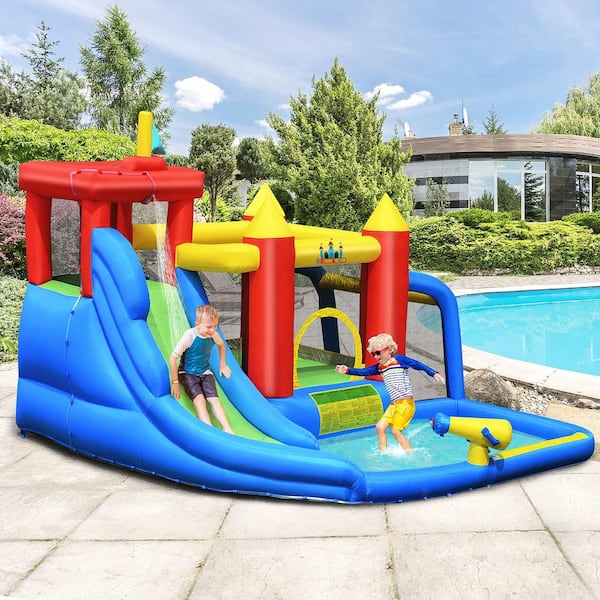Inflatable Bouncer Water Slide Bounce House Splash Pool without Blower