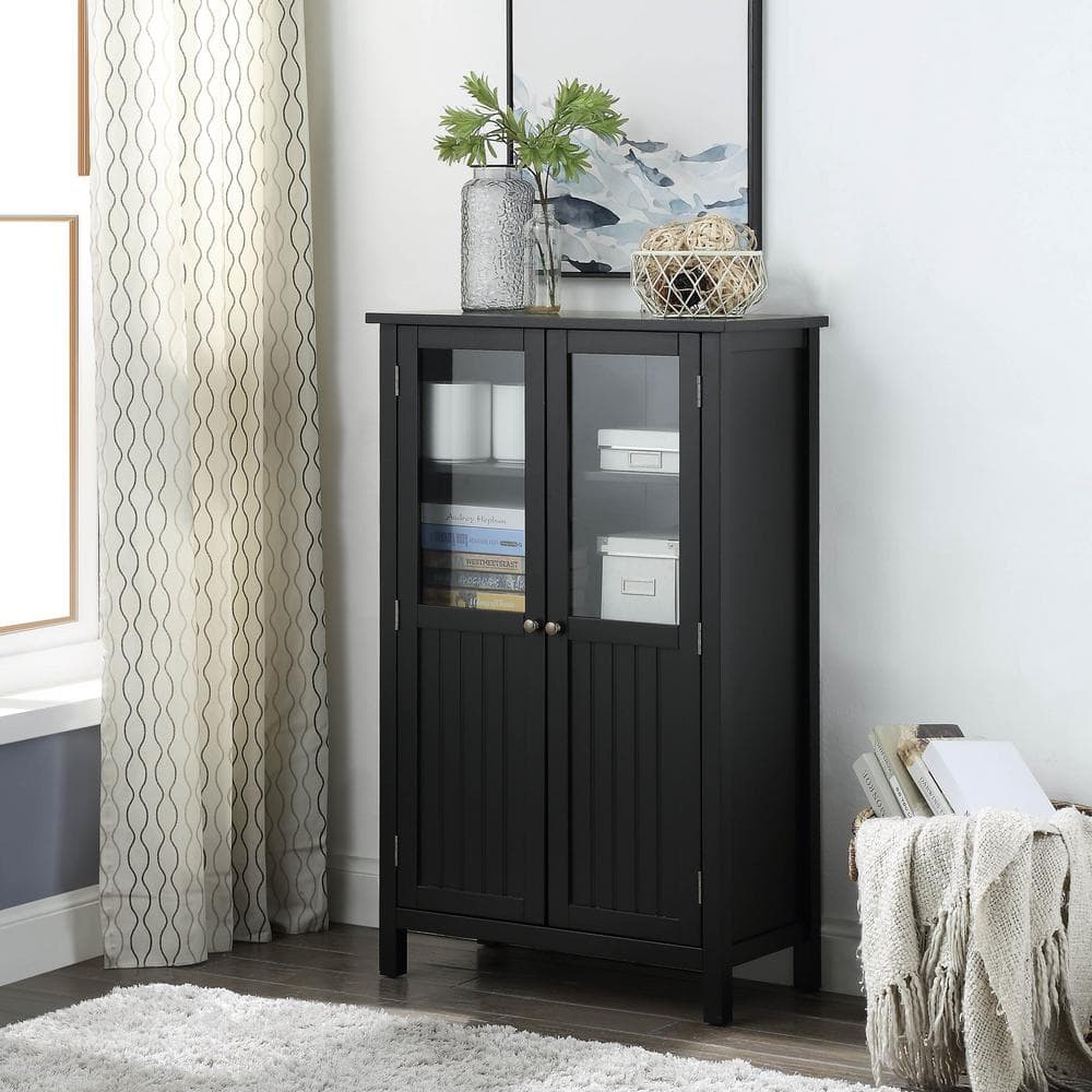 Farmhouse Black Storage Cabinet SKEGL19295A2BK - The Home Depot