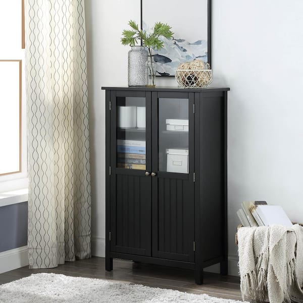 Farmhouse Black Storage Cabinet SKEGL19295A2BK - The Home Depot