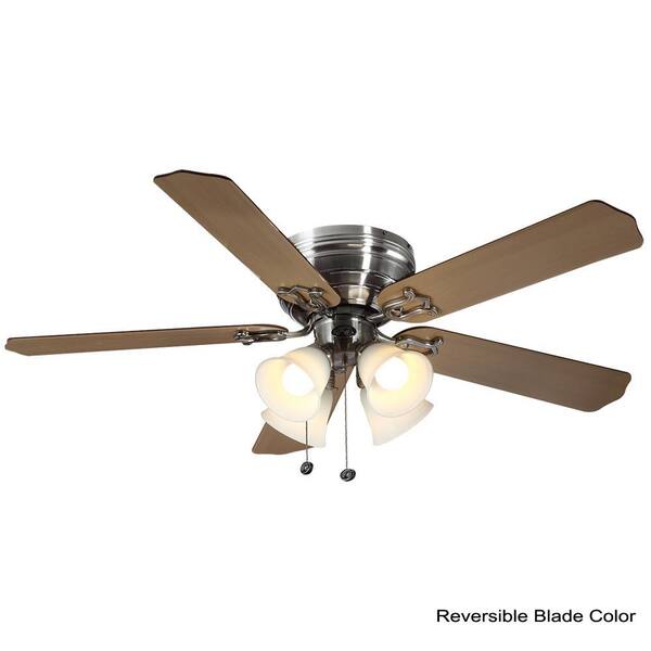 Hampton Bay Carriage House 52 In Led Indoor Brushed Nickel Ceiling Fan With Light Kit 46010 The Home Depot - Home Depot Ceiling Fans With Lights Brushed Nickel