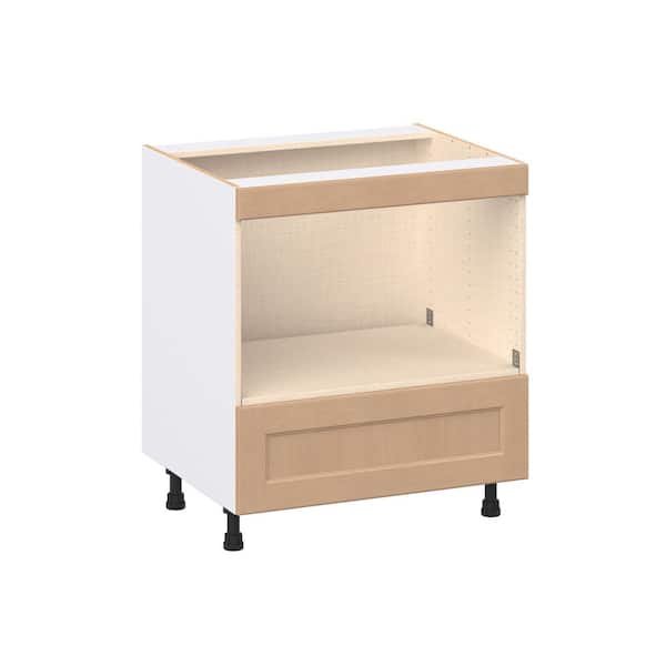 Lakewood 30 in. W x 24.5 in. D x 34.5 in. H Assembled Shaker Mircowave Base Kitchen Cabinet in Sugar Cookie