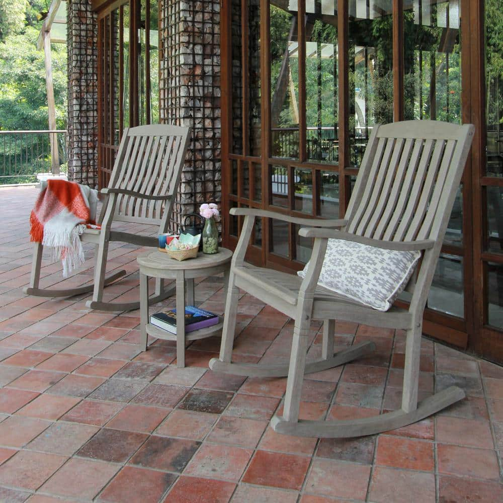 Cambridge Casual Heaton Weathered Teak 3-Piece Solid Teak Wood Patio ...